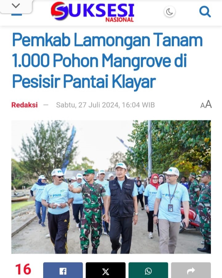 Pemkab Lamongan Tanam 1.000 Pohon Mangrove di Pesisir Pantai Klayar